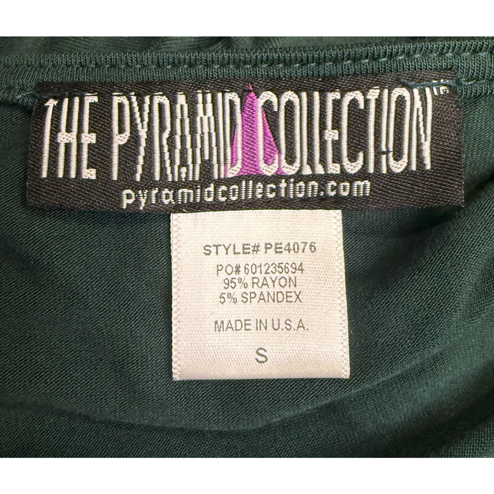 THE PYRAMID COLLECTION GREEN CROSSOVER FRONT HANDKERCHIEF HEM TUNIC DRESS TOP S - Picture 5 of 7